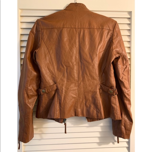 Chestnut Brown Faux Leather Jacket - Picture 3 of 5